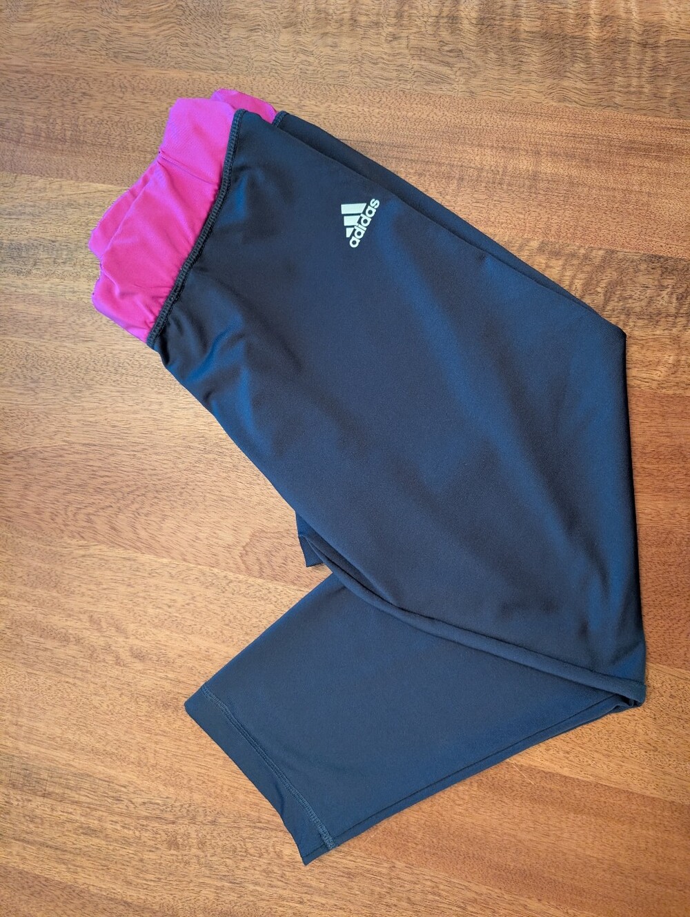Adidas Climacool Navy Leggings with Pink Waistband